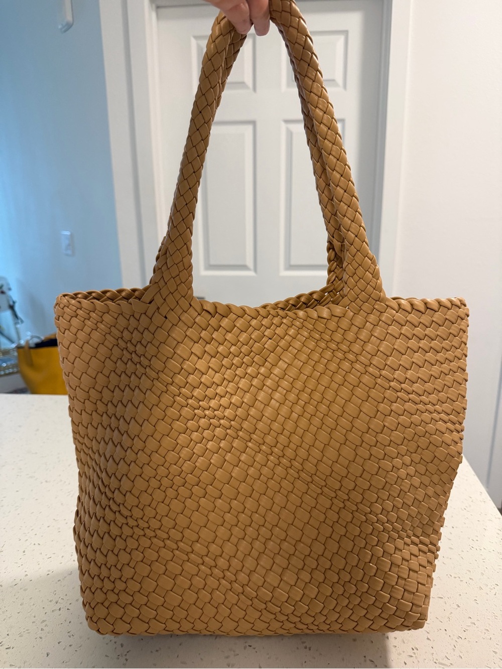 Braided Woven Tote Bag in Tan